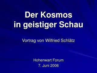 der kosmos in geistiger schau