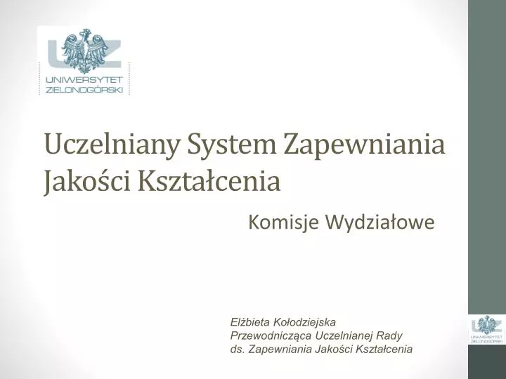 uczelniany system zapewniania jako ci kszta cenia