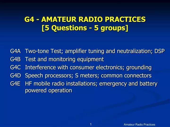g4 amateur radio practices 5 questions 5 groups