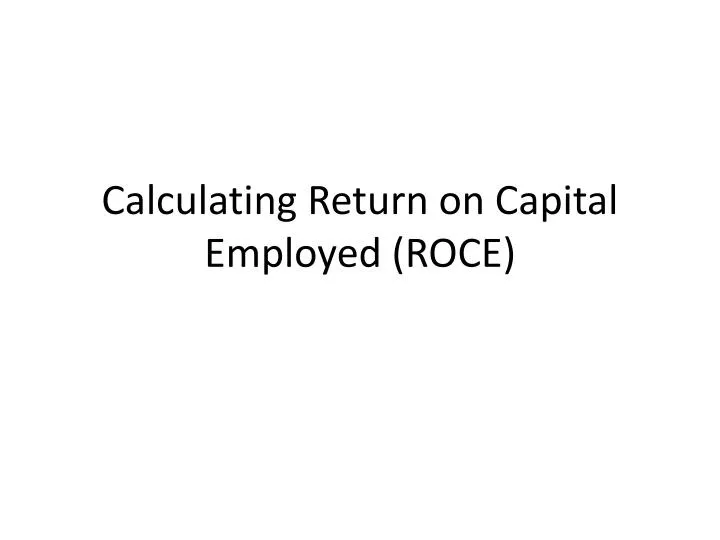 calculating return on capital employed roce