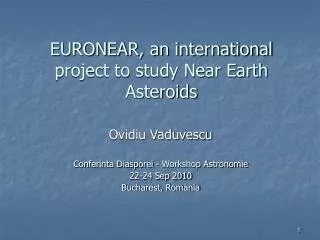 EURONEAR, an international project to study Near Earth Asteroids