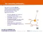Enhancing Business Performance Through Our Consulting Philosophy - slide 1