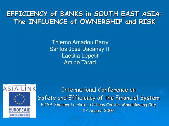 efficiency of banks in south east asia the influence of ownership and risk