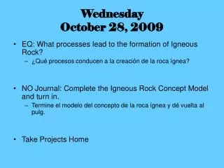 wednesday october 28 2009