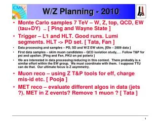 W/Z Planning - 2010