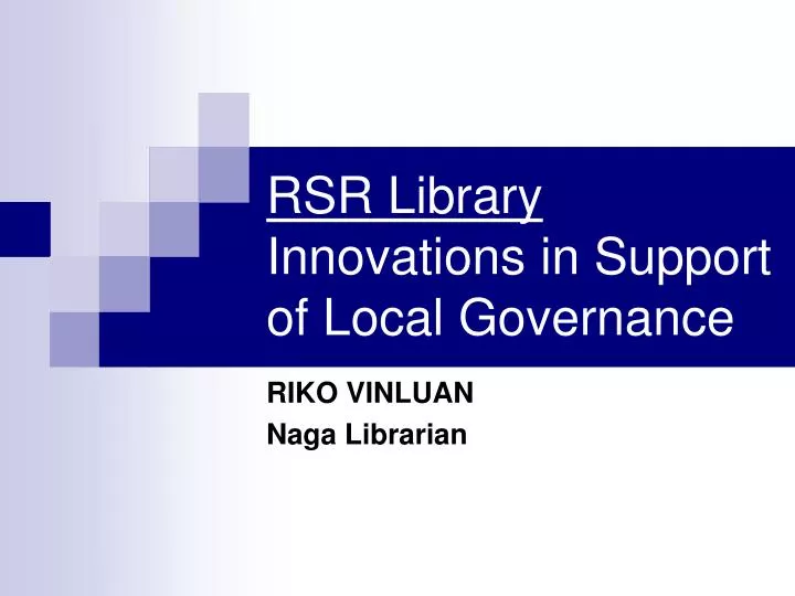 rsr library innovations in support of local governance