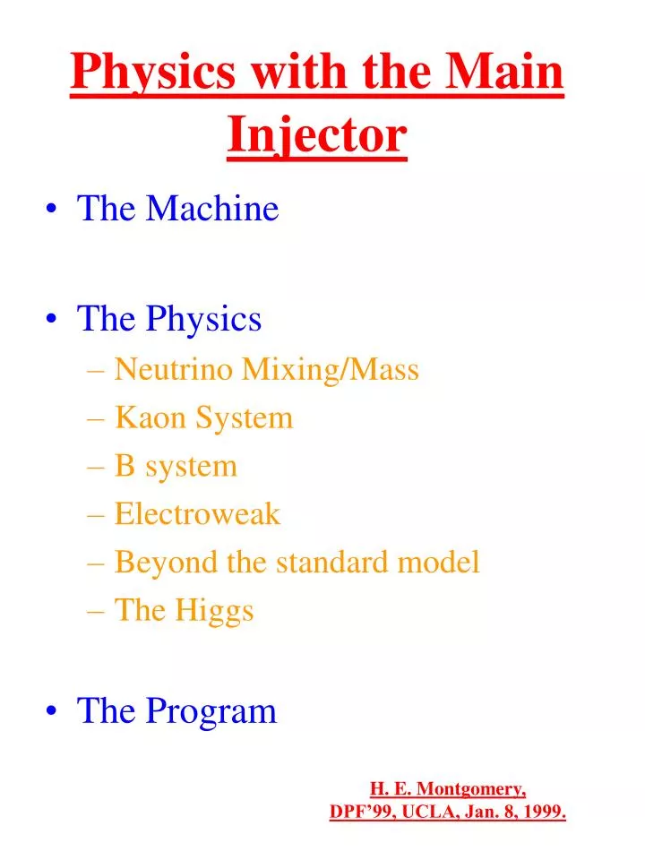 physics with the main injector