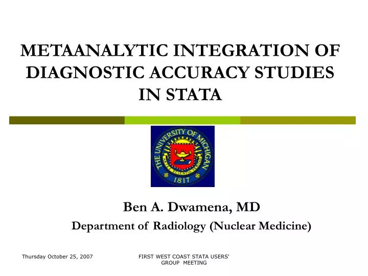 metaanalytic integration of diagnostic accuracy studies in stata