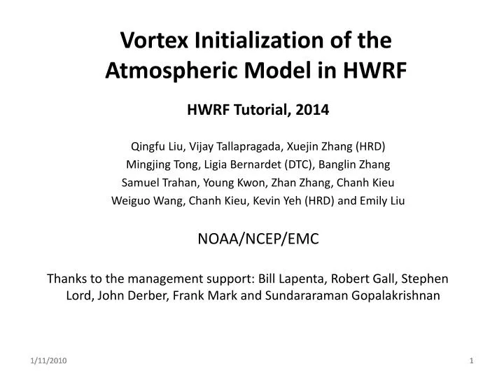 vortex initialization of the atmospheric model in hwrf