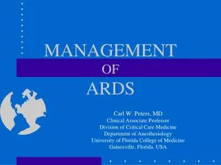 MANAGEMENT OF ARDS
