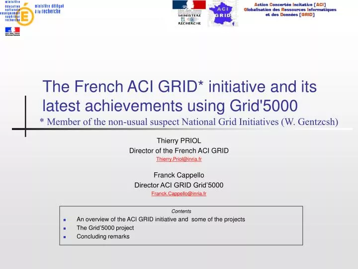 the french aci grid initiative and its latest achievements using grid 5000