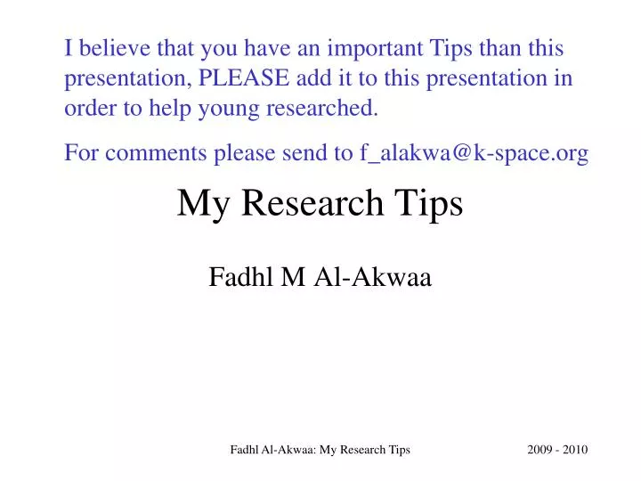 my research tips