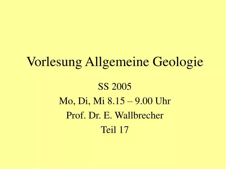 vorlesung allgemeine geologie
