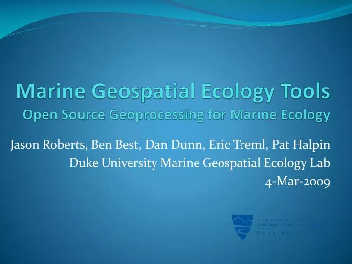 marine geospatial ecology tools open source geoprocessing for marine ecology