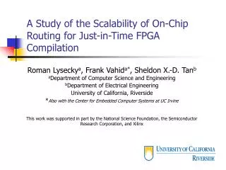 A Study of the Scalability of On-Chip Routing for Just-in-Time FPGA Compilation