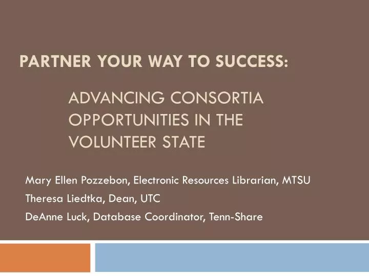advancing consortia opportunities in the volunteer state