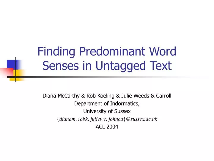 finding predominant word senses in untagged text