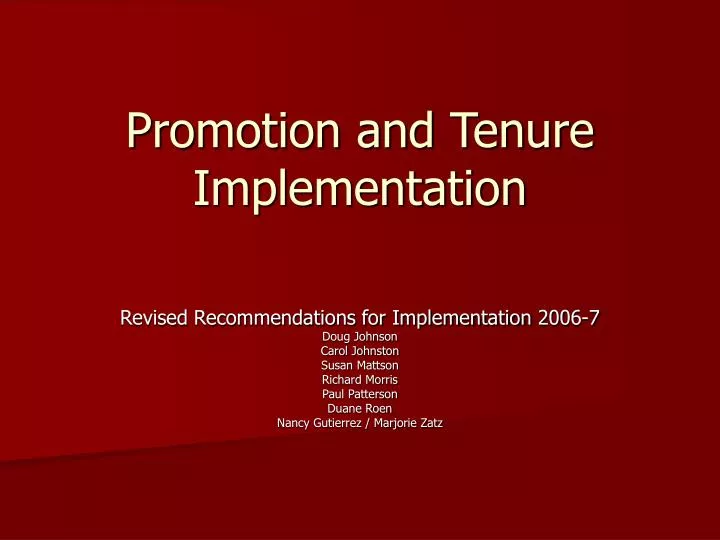 promotion and tenure implementation