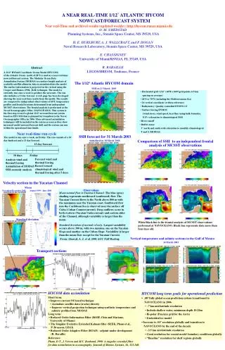 HYCOM data assimilation Short term: ? Improve current OI based technique