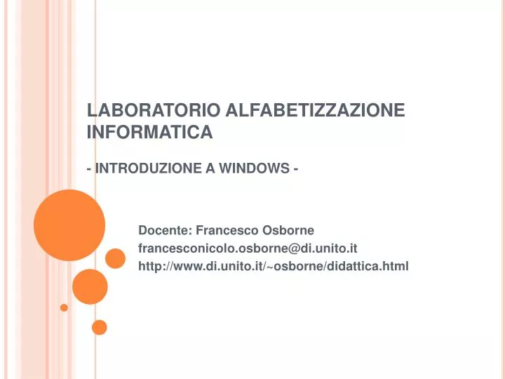 laboratorio alfabetizzazione informatica introduzione a windows