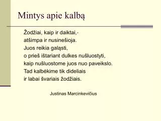 mintys apie kalb