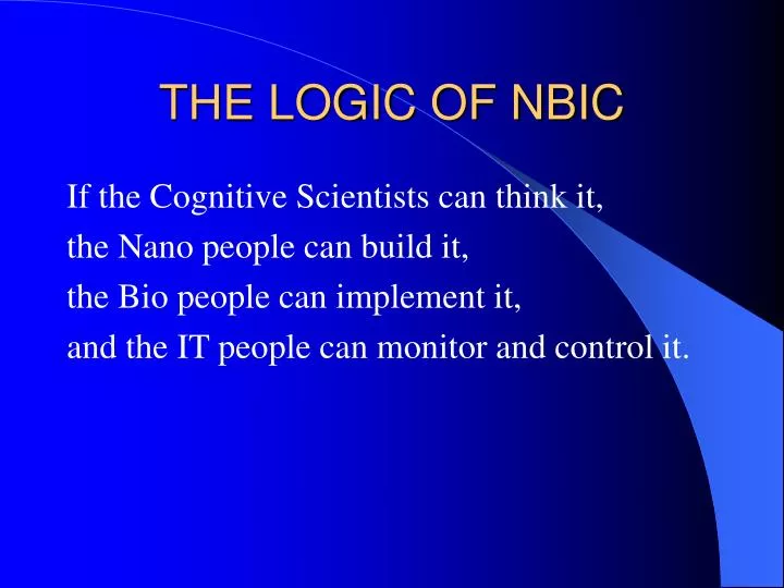 the logic of nbic