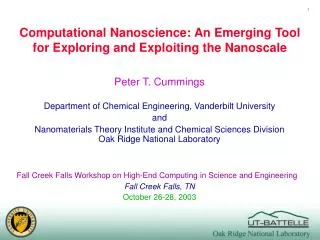 Computational Nanoscience: An Emerging Tool for Exploring and Exploiting the Nanoscale
