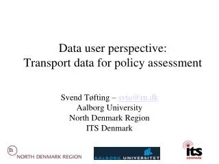 Data user perspective: Transport data for policy assessment