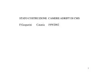 STATO COSTRUZIONE CAMERE ADRIFT DI CMS F.Gasparini Catania 19/9/2002