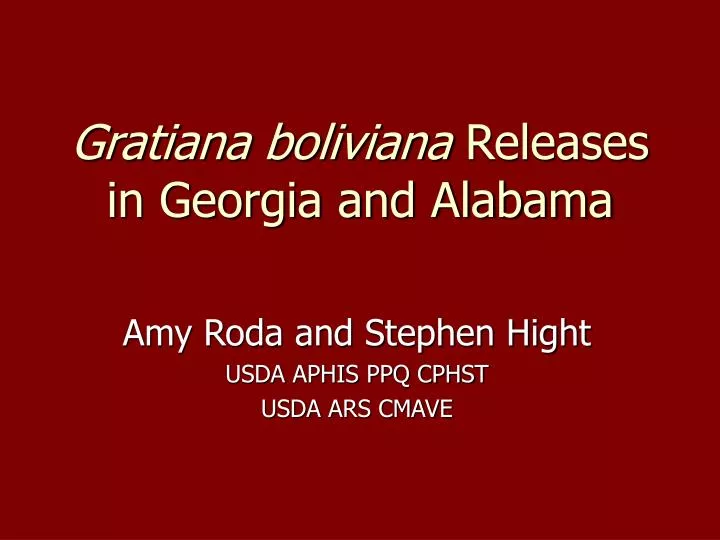 gratiana boliviana releases in georgia and alabama