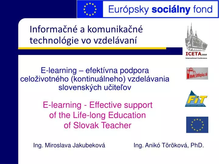 e learning efekt vna podpora celo ivotn ho kontinu lneho vzdel vania slovensk ch u ite ov