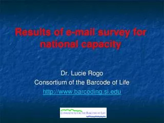 Results of e-mail survey for national capacity