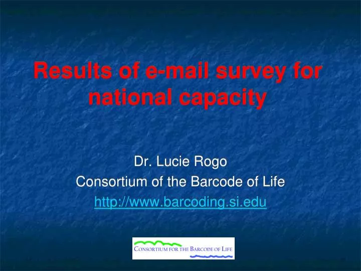 results of e mail survey for national capacity