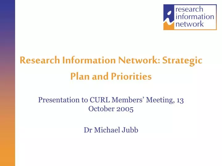 research information network strategic plan and priorities