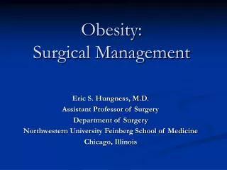 Obesity: Surgical Management