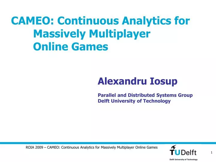 cameo continuous analytics for massively multiplayer online games