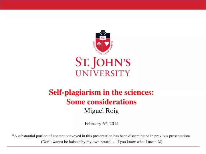 self plagiarism in the sciences some considerations miguel roig