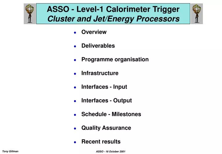 asso level 1 calorimeter trigger cluster and jet energy processors