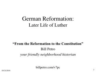 German Reformation: Later Life of Luther