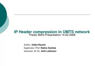 IP Header compression in UMTS network