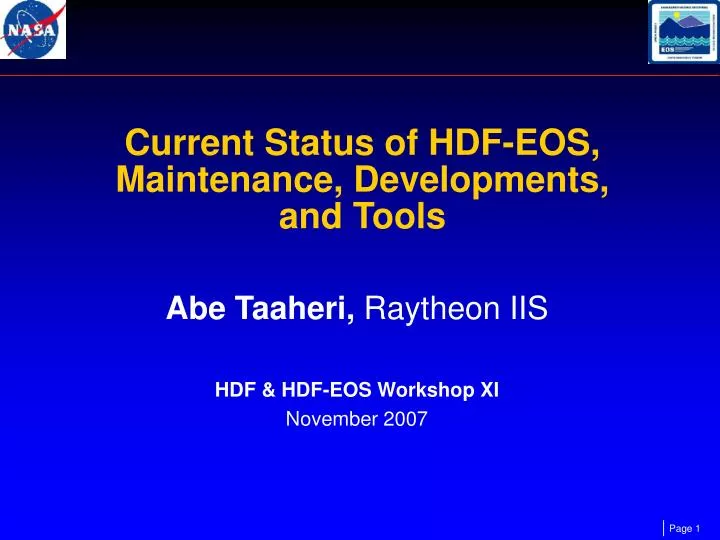 current status of hdf eos maintenance developments and tools