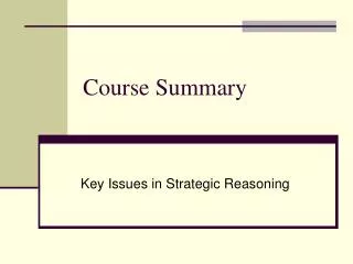 Course Summary