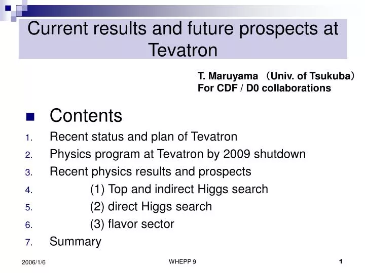 current results and future prospects at tevatron