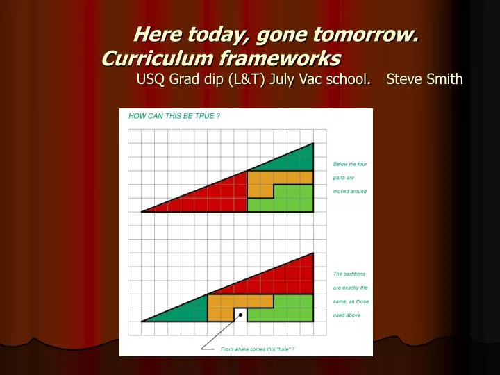 here today gone tomorrow curriculum frameworks usq grad dip l t july vac school steve smith