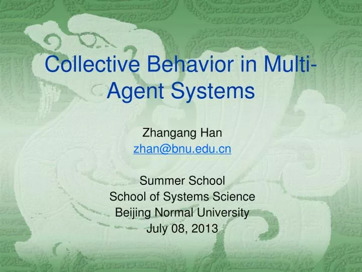collective behavior in multi agent systems