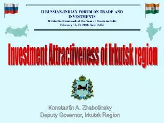 II RUSSIAN - INDIAN FORUM ON TRADE AND INVESTMENTS