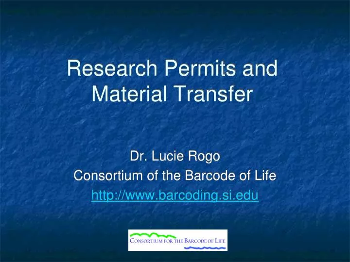 research permits and material transfer