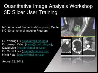 Quantitative Image Analysis Workshop 3D Slicer User Training