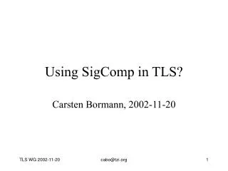 Using SigComp in TLS?