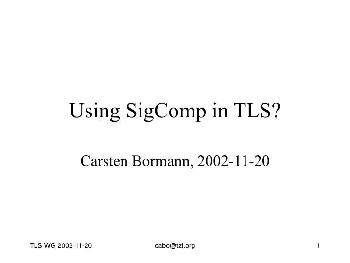 using sigcomp in tls